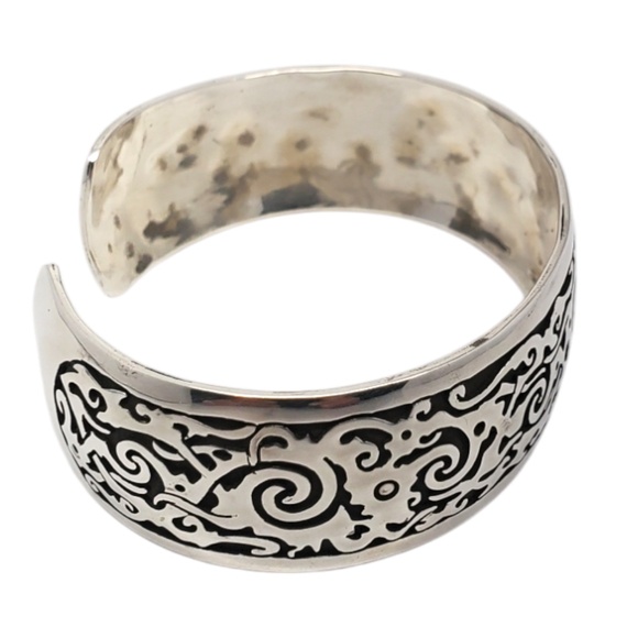 Sterling Silver Oxidized Spiral Cut Out Wide Cuff Bracelet #20760 - Picture 4 of 10